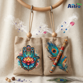 premium aroma sachet combo hanging air freshener with hamsa hand and krishna flute peacock feather design for car home wardrobe