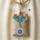 Natural aroma sachet hanging air freshener with elephant design and evil eye charm for car home wardrobe fragrance