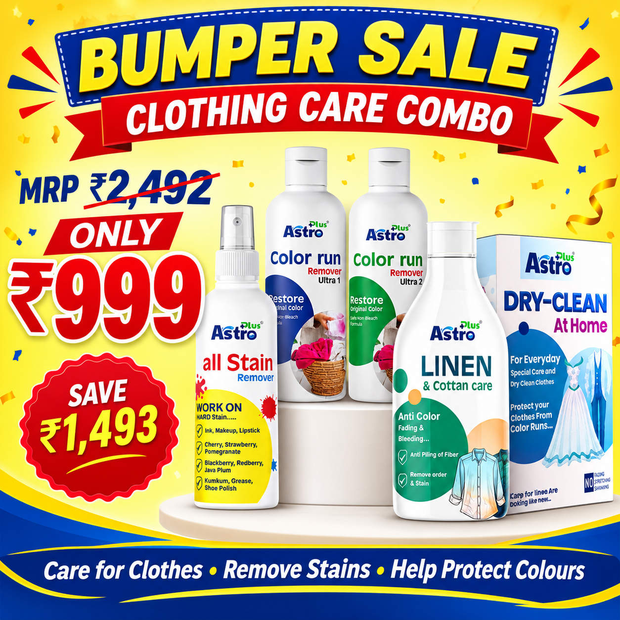 Astro Plus Diwali Bumper Sale Clothing Care Combo with Four Products