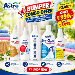 Astro Plus Diwali Bumper Sale Combo – Dry Clean At Home Liquid 250ml, Pan Gutkha Stain Remover 100ml, Ink Stain Remover 100ml & All Stain Remover 100ml
