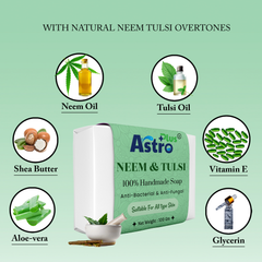 Handmade Neem Tulsi Soap | Natural and Organic Skincare | Pure Neem Tulsi Soap for Sensitive Skin | Neem Tulsi Soap Bar - Handmade and Ayurvedic |