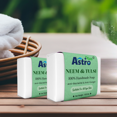 Astro Plus Home-Made Neem Tulsi Soap For Healthy Skin | Best Neem Soap For Acne and Pimples Removal(4 pices)