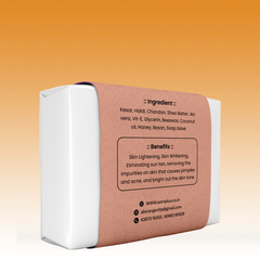 Kesar Chandan Homemade Handcrafted Soap Bar - Natural Saffron, Turmeric & Sandalwood, Brightening & Soothing for All Skin Types(4 pices)