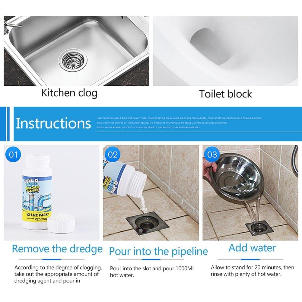 Astro Plus+ Powerful Sink & Drain Blockage Cleaner Powder & Clog, Automatic Toilet Blockage Cleaner, Drain Cleaner for Kitchen Toilet - astroshoppingmart