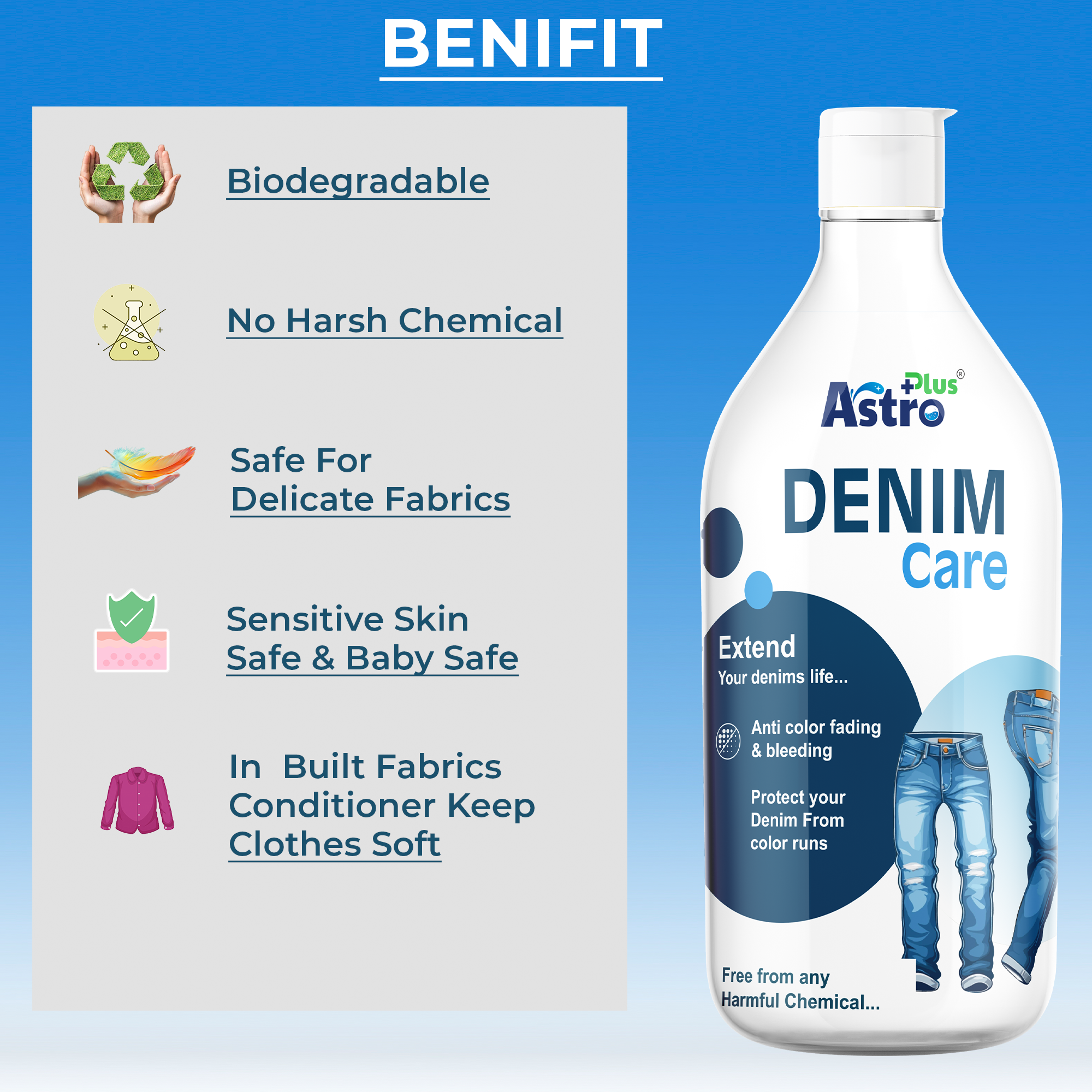 Astro Plus+ No 1 Special Denim Care Liquid Wash I Ultimate Solution For Washing All Your Denim and Jeans-Jacket