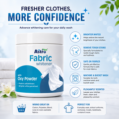 Astro Plus Fabric Whitener with Oxy Powder|oxygen fabric whitener for white clothes| fabric whitening powder, white clothes stain remover| oxygen bleach laundry powder| laundry whitener for white shirts| yellow stain remover for fabric| fabric brightener powder| Astro Plus laundry whitener| whitening powder for clothes