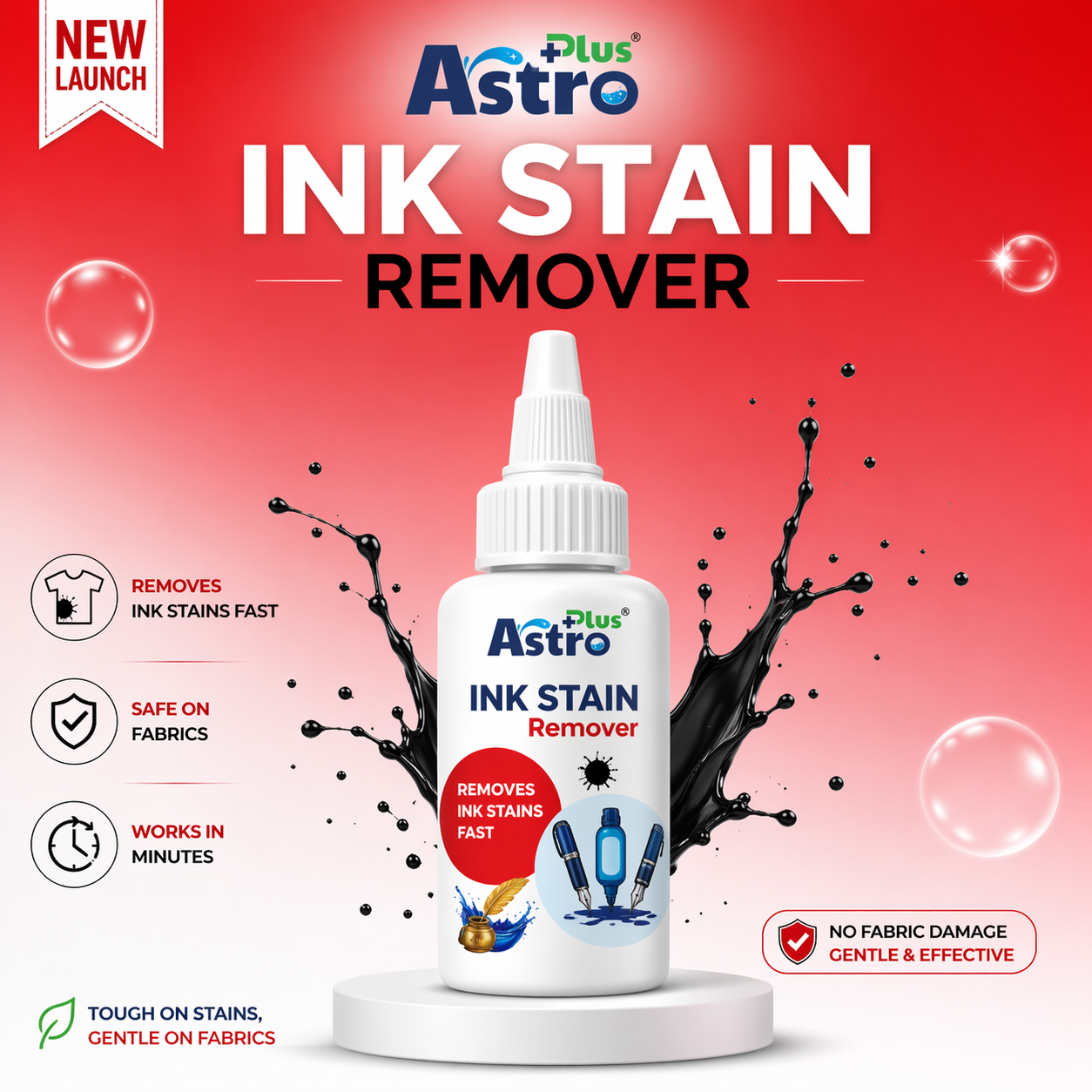 Astro Plus Ink Stain Remover 100ml Pen Ink Cleaner for Clothes and Fabric