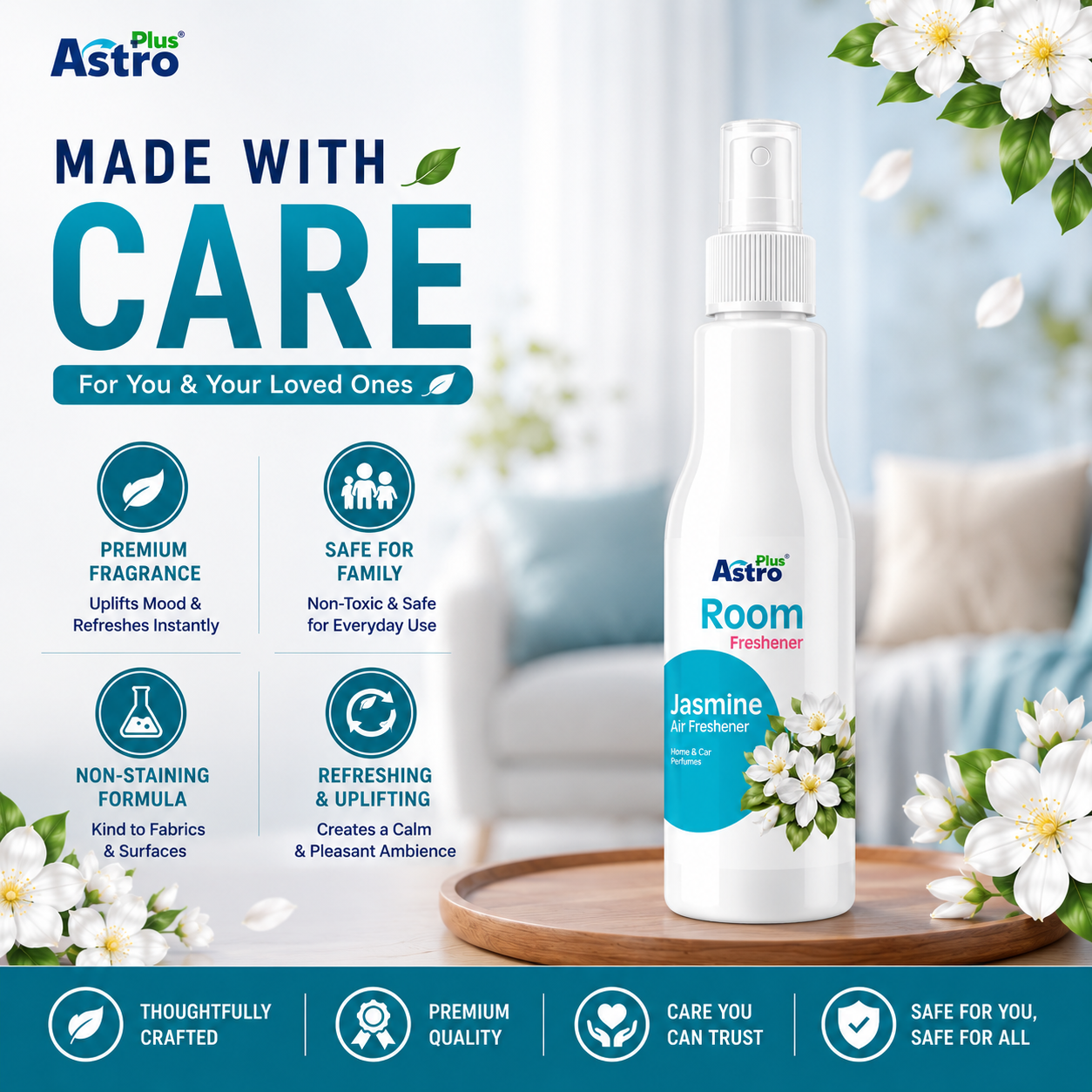 Astro Plus Jasmine Room Freshener 200ml | Jasmine Air Freshener Spray | Long Lasting Room Freshener | Home Air Freshener Spray | Bathroom Air Freshener | Office Room Freshener | Car Air Freshener Spray | Floral Jasmine Room Spray | Room Deodorizer Spray | Odour Eliminator Spray | Home Fragrance Spray | Premium Jasmine Air Freshener | Indoor Air Freshener | Air Freshener for Home and Office | Astro Plus Room Freshener | Jasmine Room Perfume Spray | Fresh Floral Room Spray | Bathroom Odour Remover | Long Last