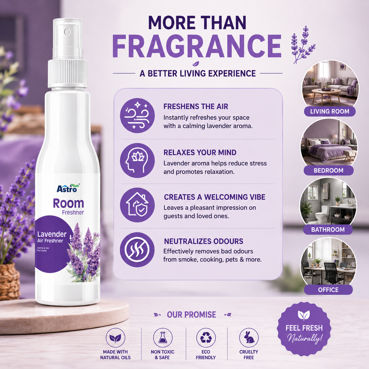 Astro Plus Lavender Room Freshener 200ml | Lavender Air Freshener Spray | Long Lasting Room Freshener | Home Air Freshener Spray | Bathroom Air Freshener | Office Room Freshener | Car Air Freshener Spray | Floral Lavender Room Spray | Room Deodorizer Spray | Odour Eliminator Spray | Home Fragrance Spray | Premium Lavender Air Freshener | Indoor Air Freshener | Air Freshener for Home and Office | Astro Plus Room Freshener | Lavender Room Perfume Spray | Fresh Floral Room Spray | Bathroom Odour Remover | Long
