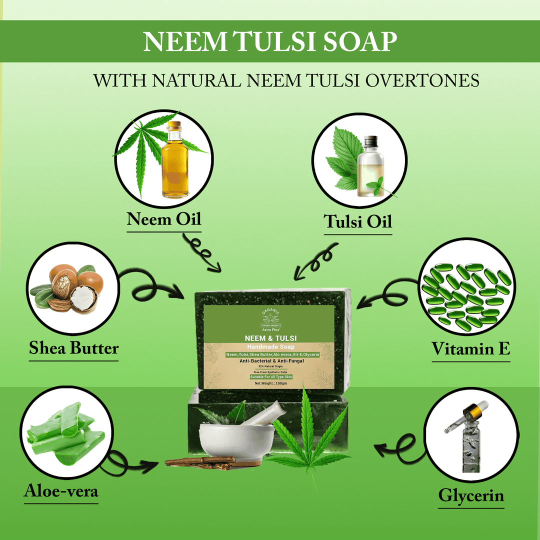 Handmade Neem Tulsi Soap | Natural and Organic Skincare | Pure Neem Tulsi Soap for Sensitive Skin | Neem Tulsi Soap Bar - Handmade and Ayurvedic |