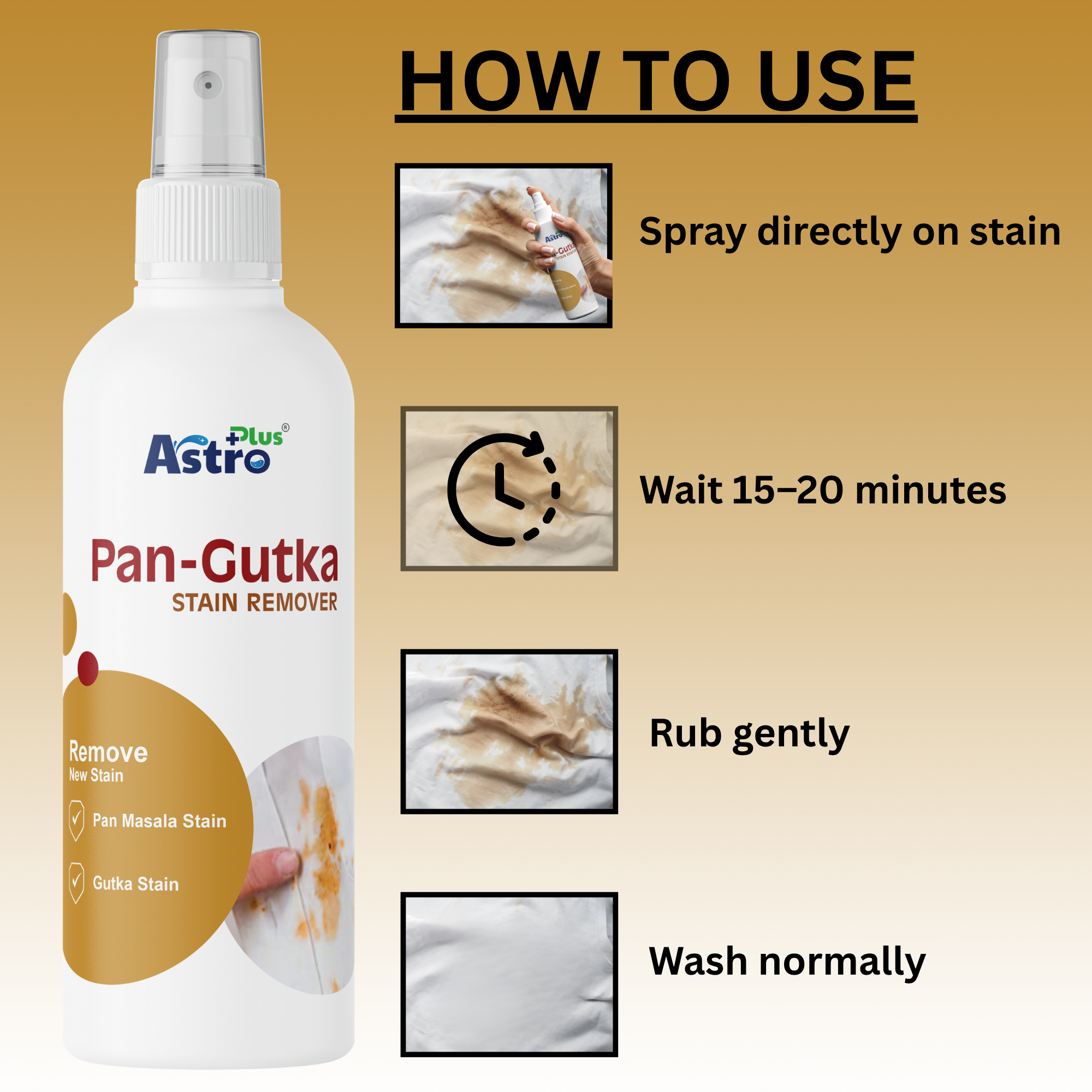 astro plus pan gutkha stain remover bottle| pan gutka stain remover liquid for walls| gutkha stain cleaning on tiles| paan stain remover for bathroom walls| strong stain remover for floor and tiles| tobacco spit stain remover before after| industrial grade gutka stain remover| cleaning liquid for tough wall stains| astro plus stain remover product photo| wall stain cleaning solution demonstration
