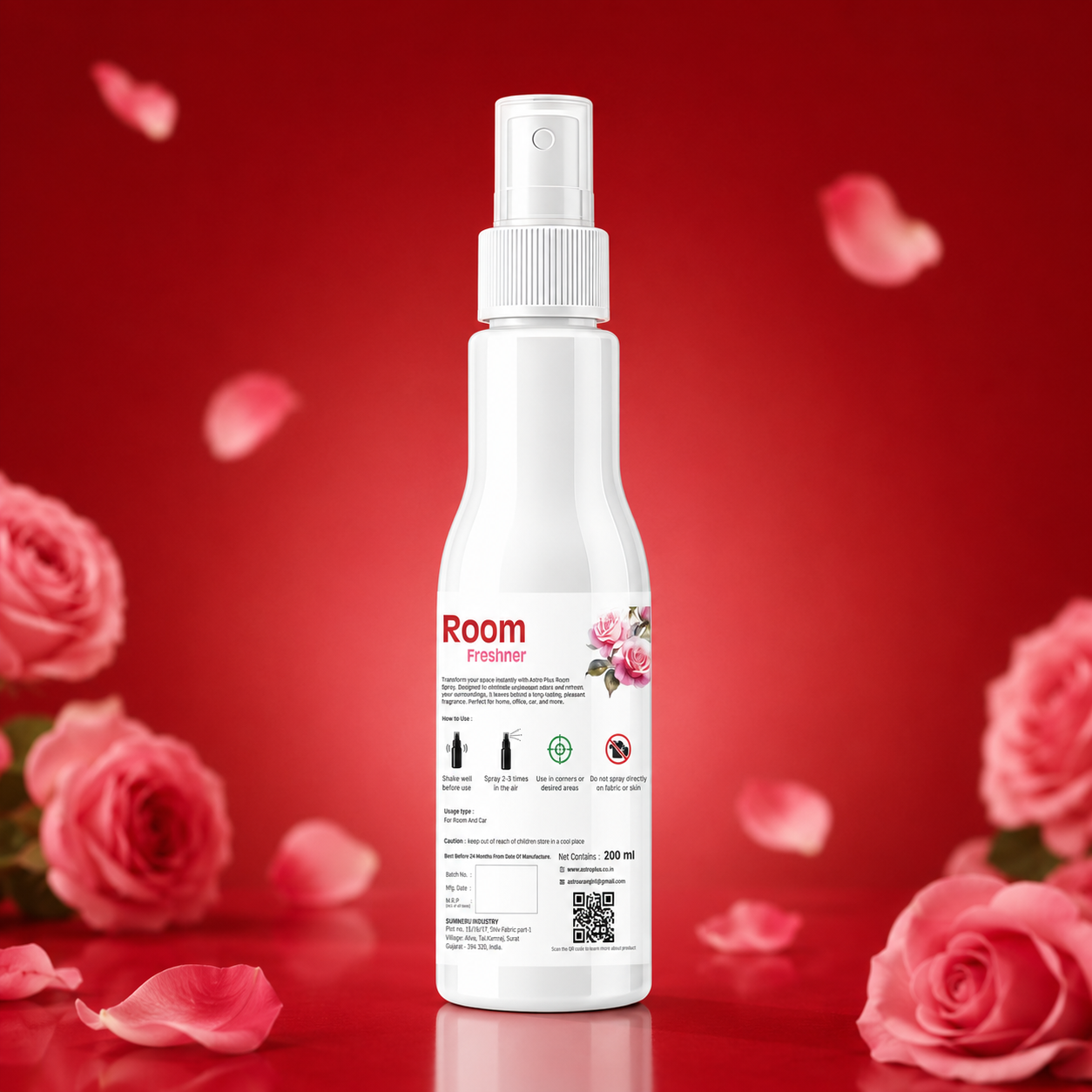 Astro Plus Rose Room Freshener Spray 200ml | Rose Air Freshener | Long Lasting Room Freshener | Home Air Freshener | Car Air Freshener | Bathroom Freshener | Kitchen Odour Remover | Office Room Spray | Floral Fragrance Spray | Premium Air Freshener