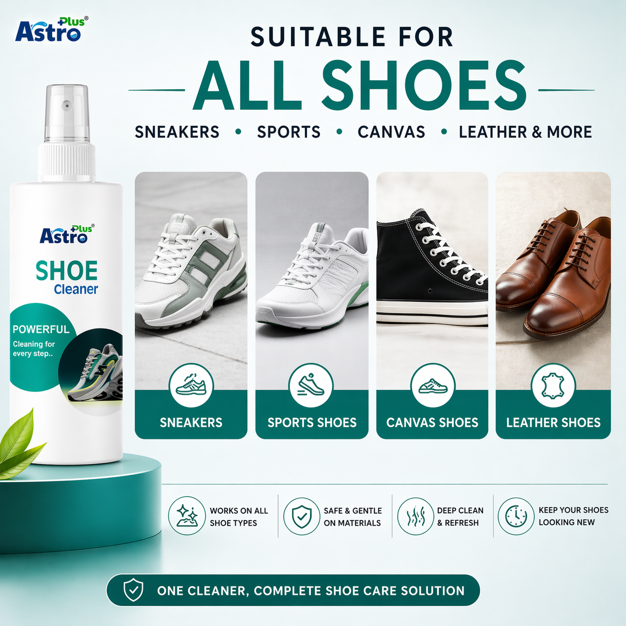 Astro Plus Shoe Cleaner Spray 200ml Powerful Sneaker and Sports Shoe Cleaning Solution