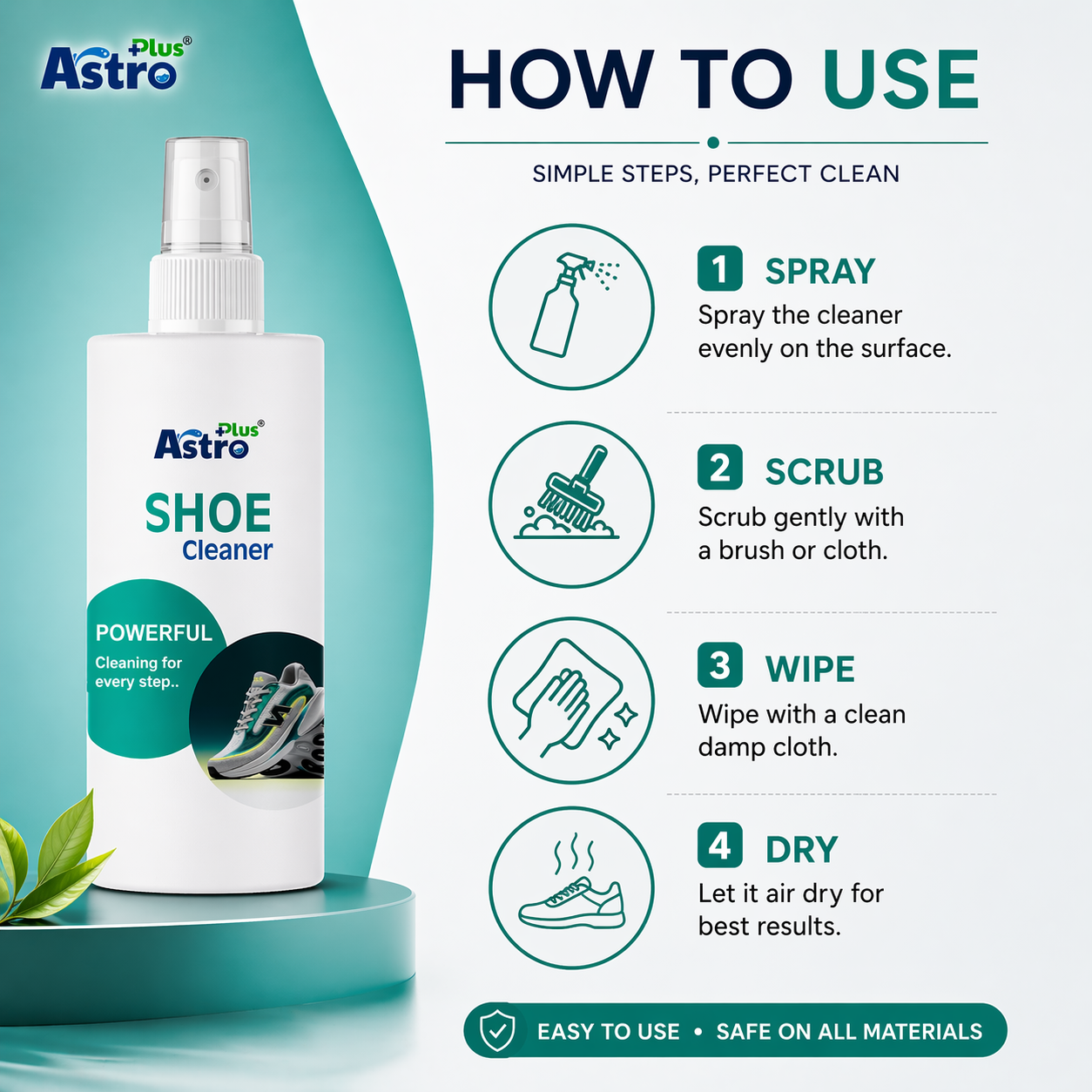 Astro Plus Shoe Cleaner Spray 200ml Powerful Sneaker and Sports Shoe Cleaning Solution