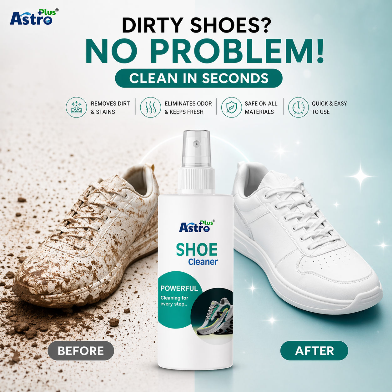 Astro Plus Shoe Cleaner Spray 200ml Powerful Sneaker and Sports Shoe Cleaning Solution