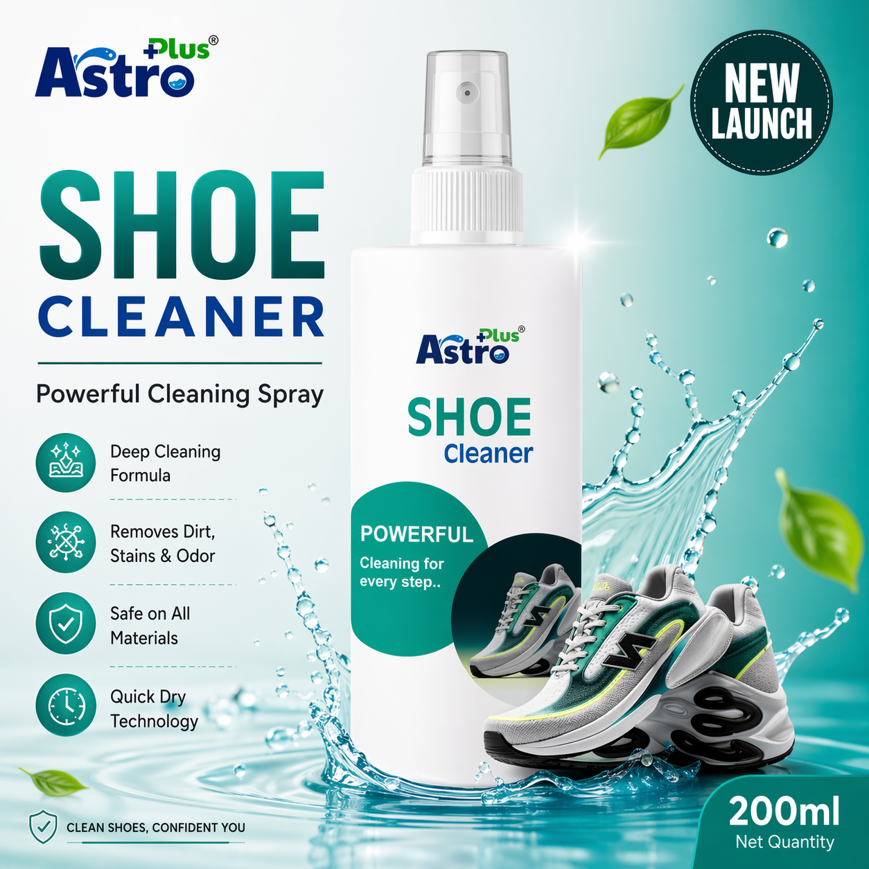 Astro Plus Shoe Cleaner Spray 200ml Powerful Sneaker and Sports Shoe Cleaning Solution