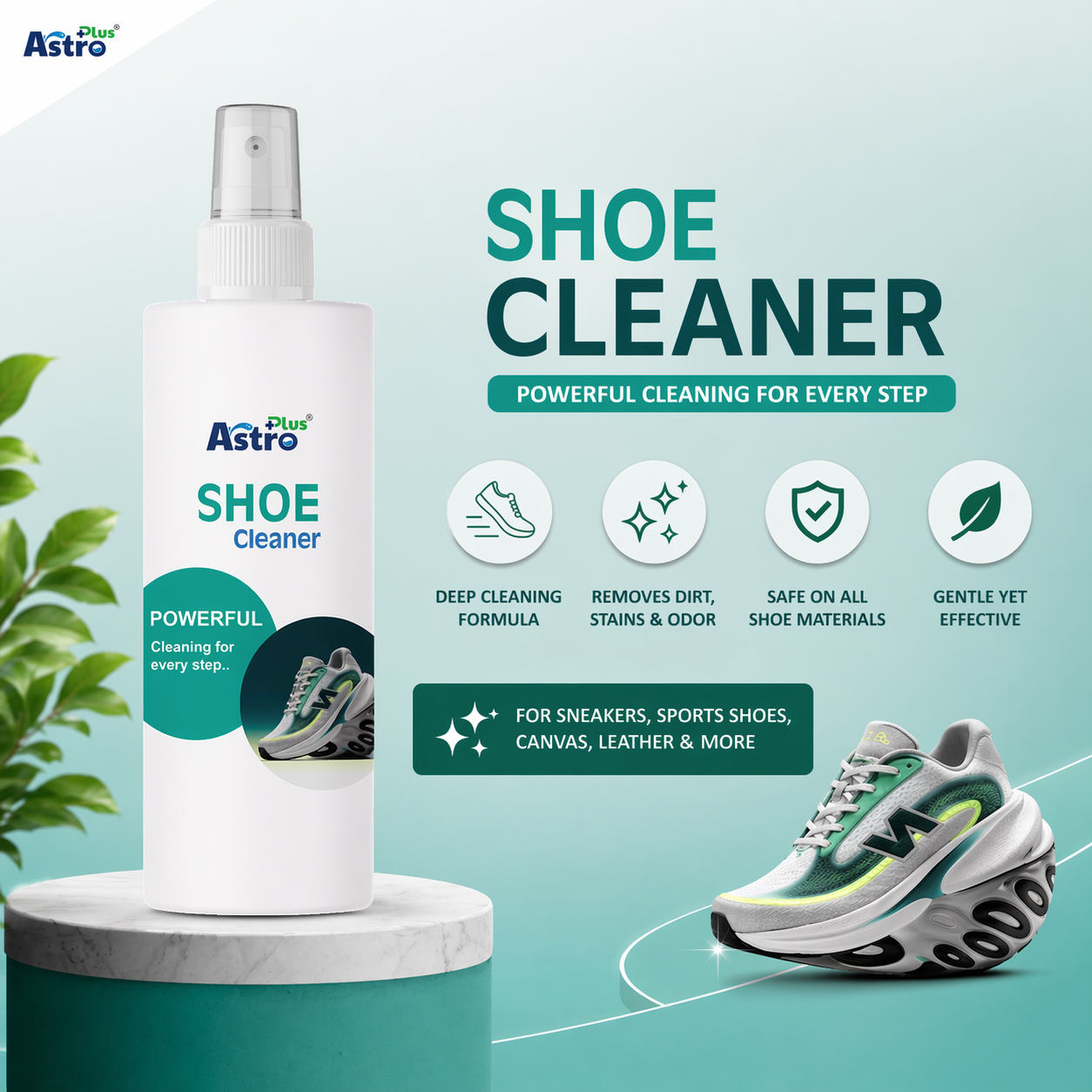 Astro Plus Shoe Cleaner Spray 200ml Powerful Sneaker and Sports Shoe Cleaning Solution
