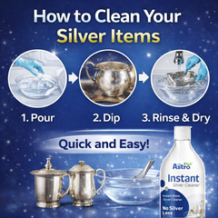 silver cleaner liquid| instant silver cleaner| silver tarnish remover, silver utensils cleaner| pooja silver cleaner| silver polish liquid india| Astro Plus silver cleaner