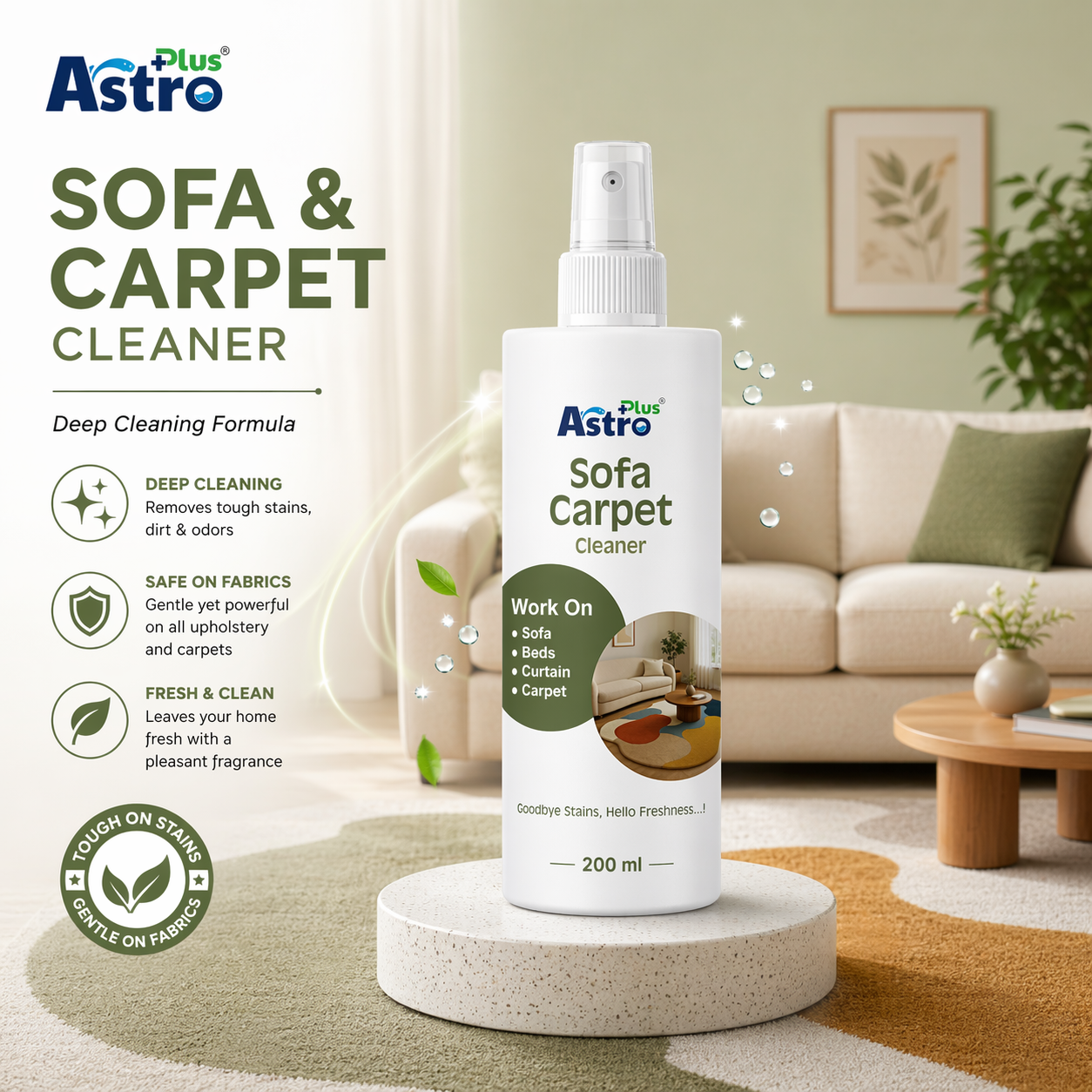 Astro Plus Sofa and Carpet Cleaner Spray 200ml Upholstery and Fabric Cleaning Solution