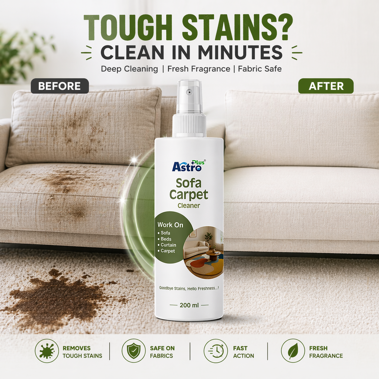 Astro Plus Sofa and Carpet Cleaner Spray 200ml Upholstery and Fabric Cleaning Solution
