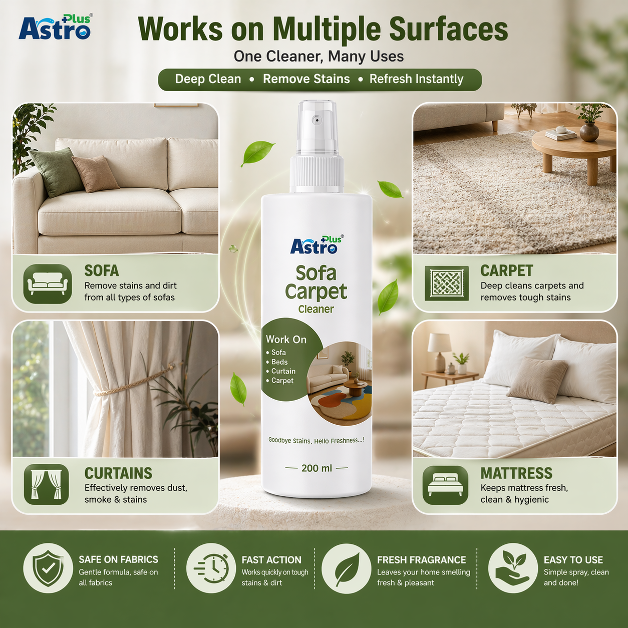 Astro Plus Sofa and Carpet Cleaner Spray 200ml Upholstery and Fabric Cleaning Solution