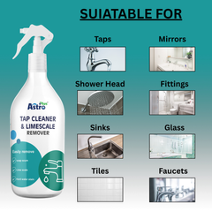 Astro Plus Tap Cleaner & Limescale Remover – Hard Water Stain Cleaner for Faucets, Chrome, Steel & Bathroom Fixtures