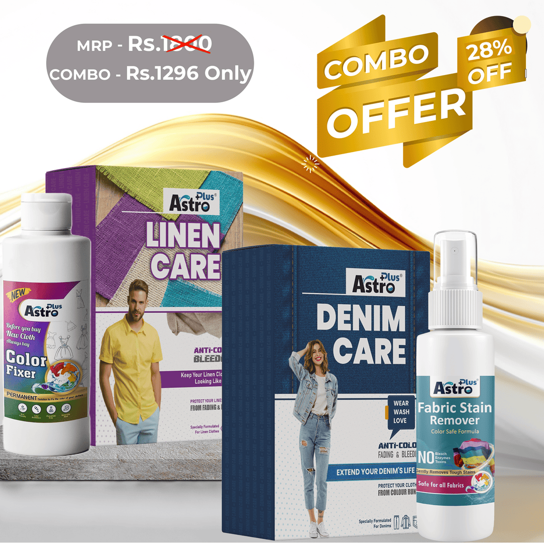 Denim Care, Linen Care & Fabric Protection Combo - 5 Pouches Each with Fabric Stain Remover (100 ML) & Fabric Color Fixer (200 ML)