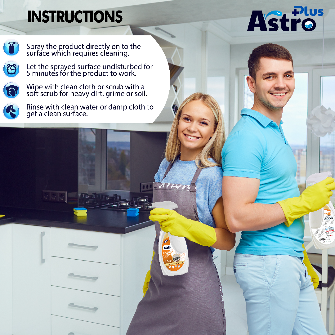 Astro Plus Kitchen Cleaner Remove Tough Grease|Cleans Stove ,Sink AND Chimney Etc.(500 ML). - astroshoppingmart