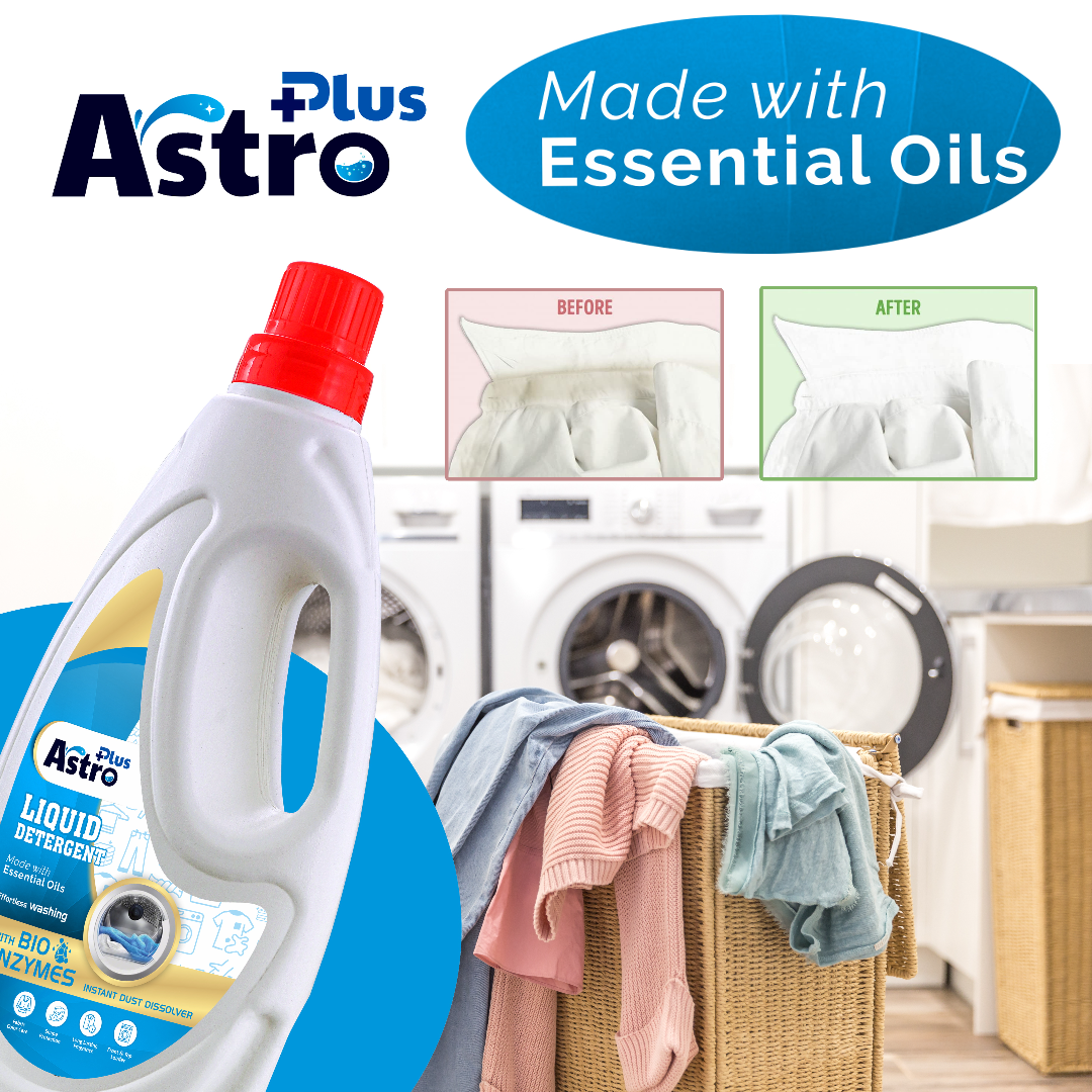 Astro Plus Liquid Detergent With Anti Fade Technology Top Load And Front Load Liquid Detergent (1L) - astroshoppingmart