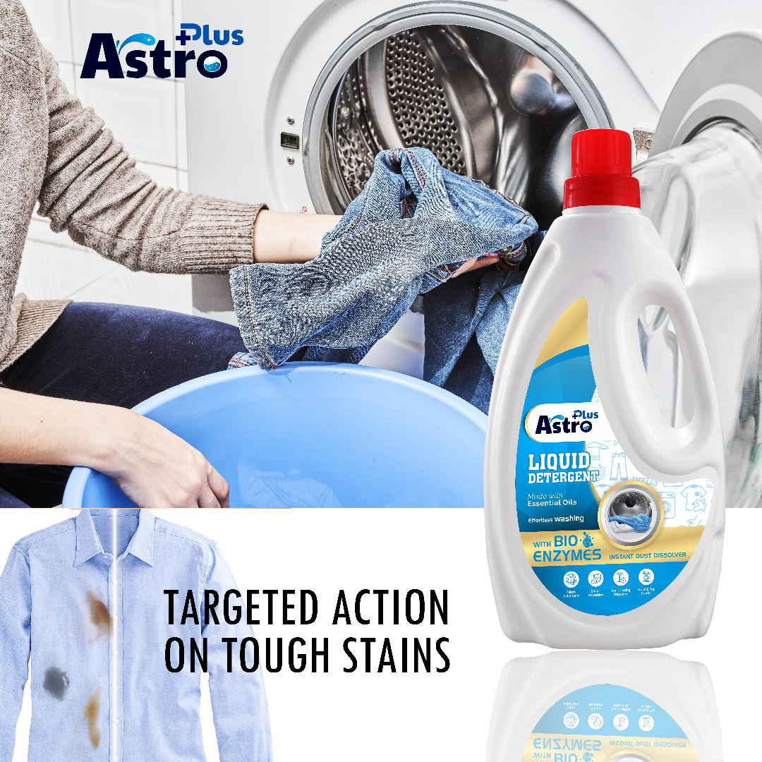 Astro Plus Liquid Detergent With Anti Fade Technology Top Load And Front Load Liquid Detergent (1L) - astroshoppingmart