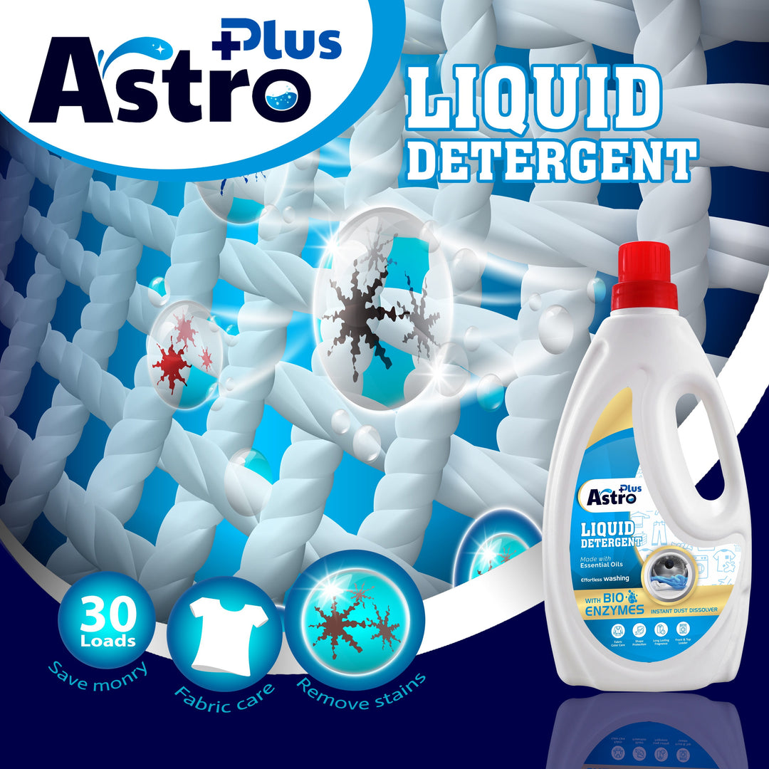 Astro Plus Liquid Detergent With Anti Fade Technology Top Load And Front Load Liquid Detergent (1L) - astroshoppingmart