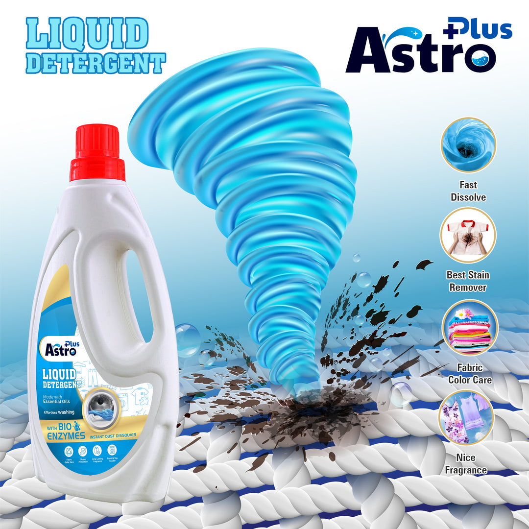 Astro Plus Liquid Detergent With Anti Fade Technology Top Load And Front Load Liquid Detergent (1L) - astroshoppingmart