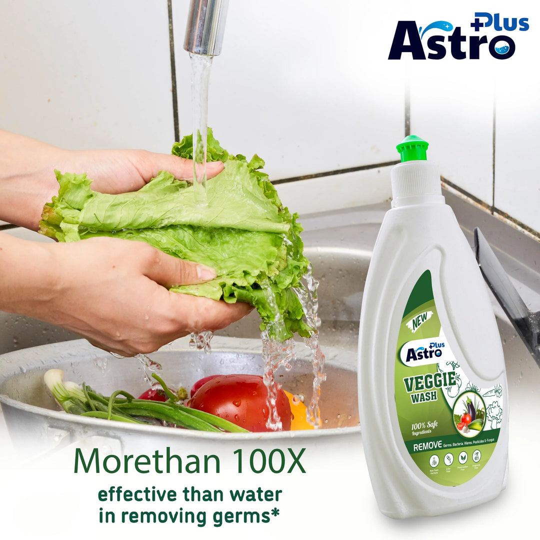 ASTRO PLUS Veggie Wash Clean Fruits & Vegetables Natural Action, Removes Pesticides Germs Safe to use on Veggies and Fruits Washing Liquid (500 ml)